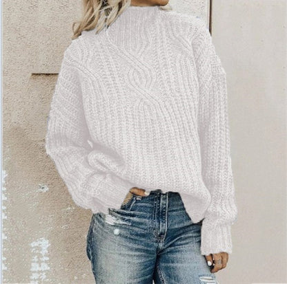 Pull en gros tricot pour femmes avec col haut et design texturé Chic und Stil