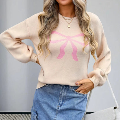 Pull en tricot pour femmes avec un motif de nœud charmant et des détails à la mode Chic und Stil