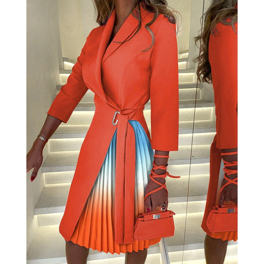 Dames Élégante Robe Midi Plissée Chic und Stil