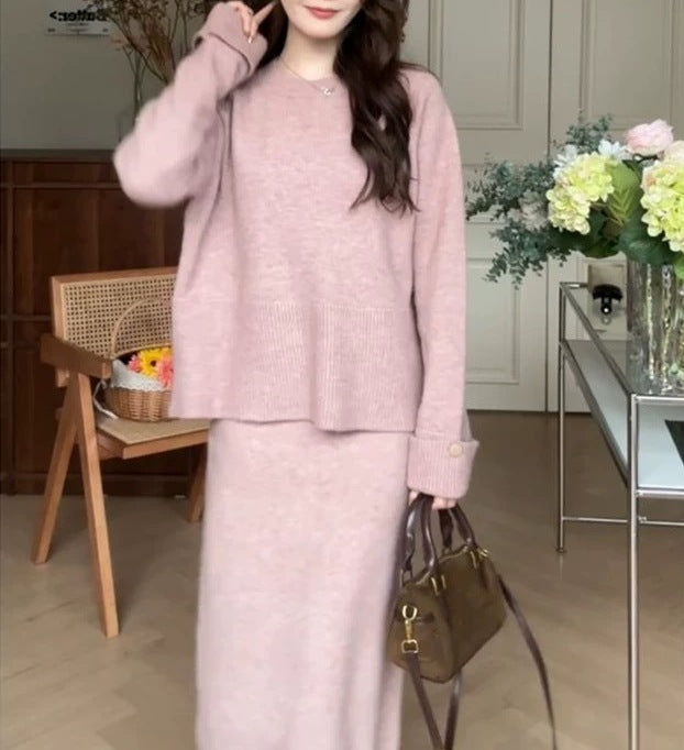 Ensemble tricot confortable pour femmes avec pull et maxi-jupe Chic und Stil
