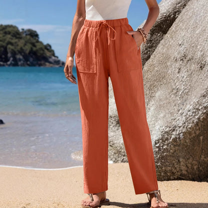 Loose beach pants for women with elastic waistband and practical pockets Chic und Stil