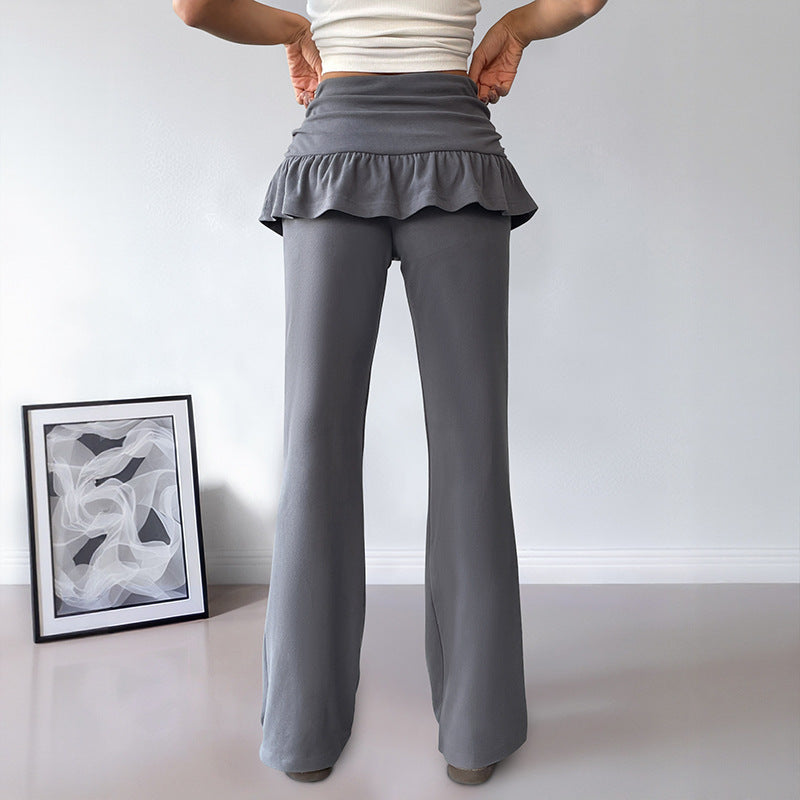Women's leisure trousers with a frill belt and wide leg Chic and Style