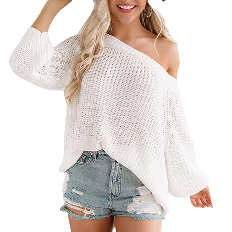 Dames off-shoulder pull-over en tricot avec ourlet évasé Chic und Stil