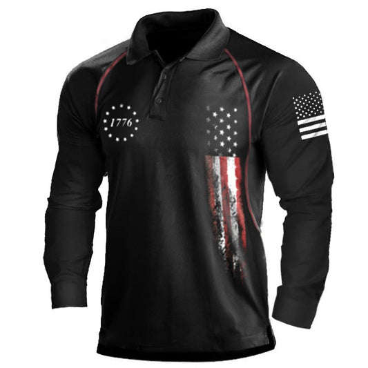 Chemise polo à manches longues pour hommes avec un design patriotique et une coupe fonctionnelle Chic und Stil