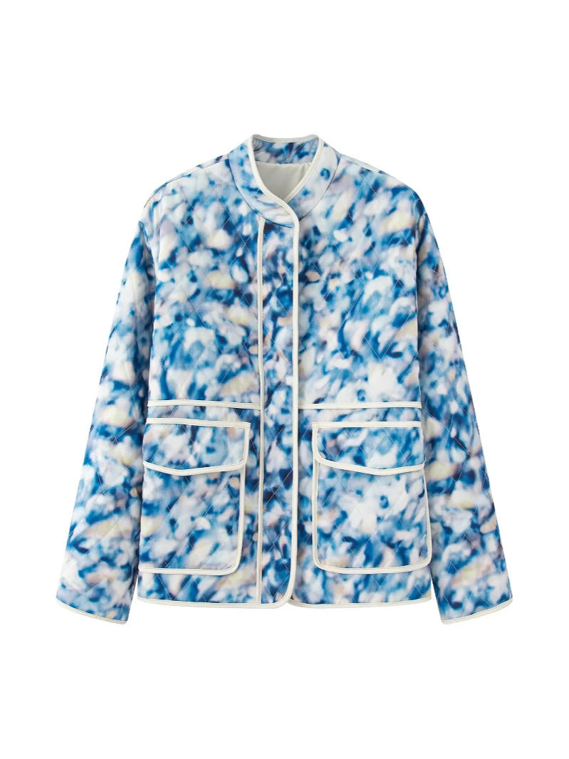 Flower quilted jacket for women with practical pockets Chic and Style