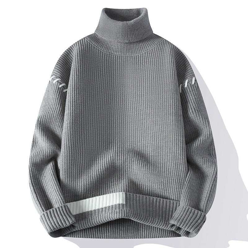 Pull-over à col roulé épais pour femmes avec détails décoratifs aux manches Chic und Stil