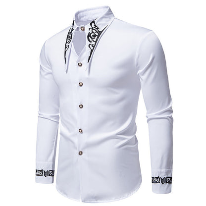 Chemise à manches longues élégante pour hommes avec un motif de col accrocheur Chic und Stil