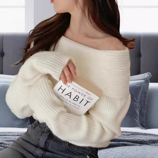Pull en tricot off-shoulder pour femmes avec design côtelé élastique Chic und Stil