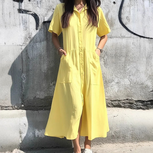 Robe midi à boutons pour dames Chic und Stil