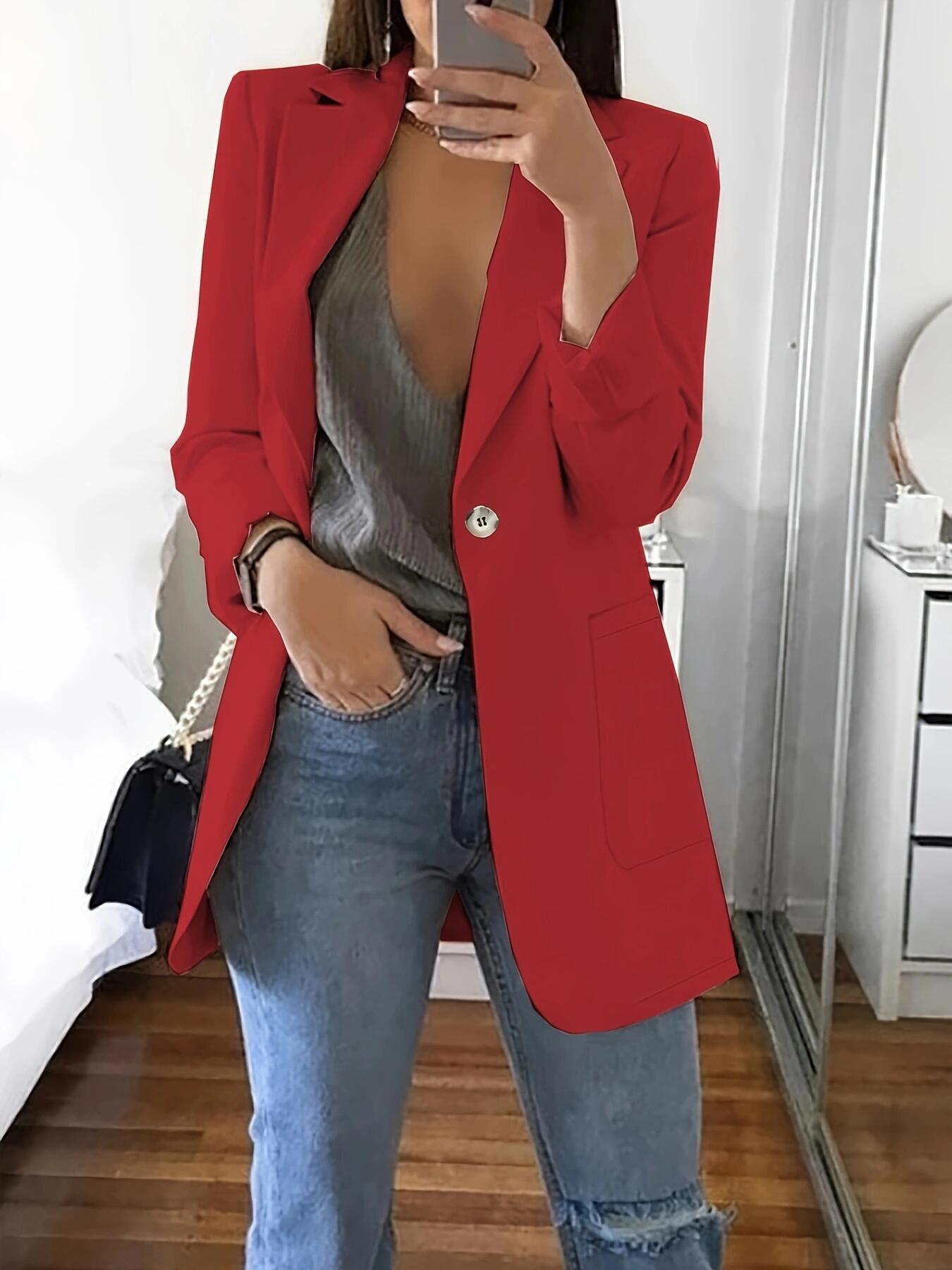 Veste blazer pour femmes élégante avec des détails en boutons brillants et des poches spacieuses Chic und Stil