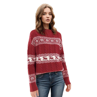 Dames gros tricot pull avec design de renne festif Chic und Stil