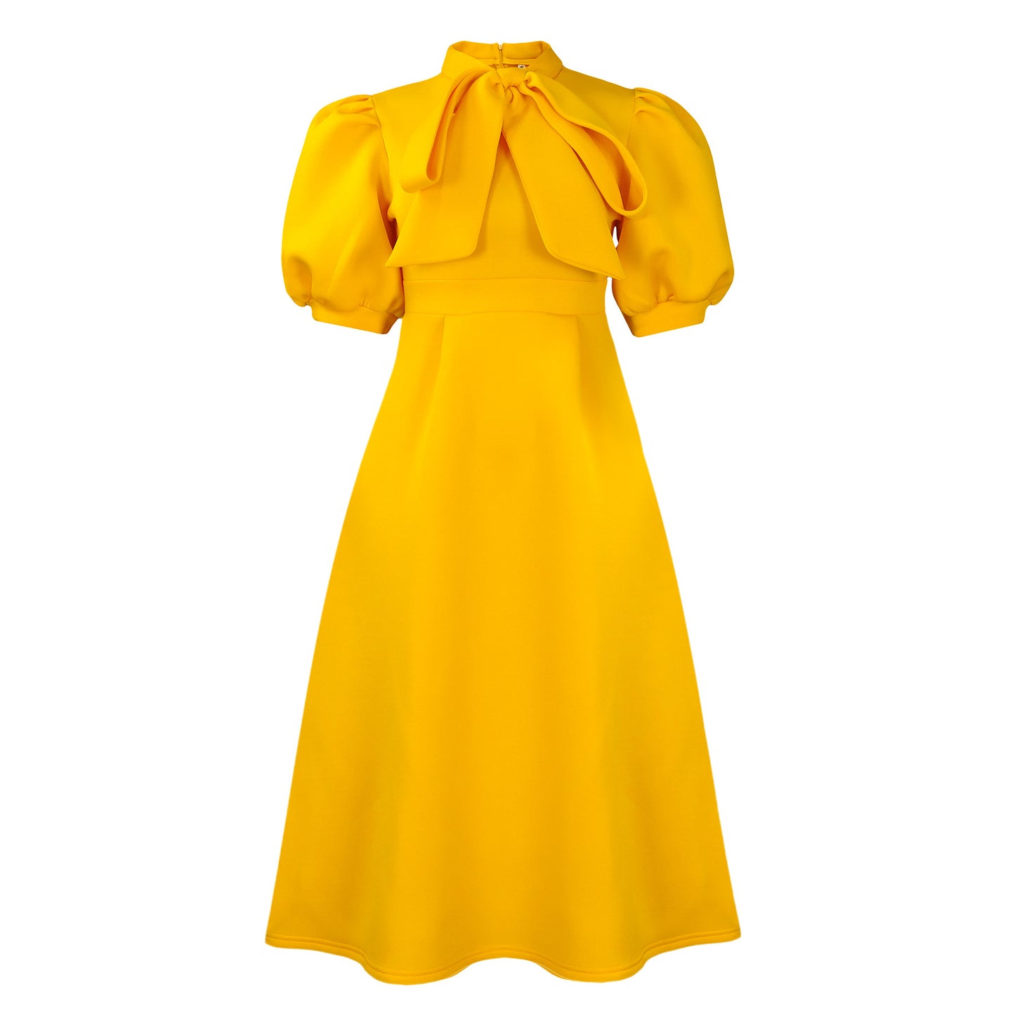 Robe midi femme avec un élégant noeud et des manches bouffantes Chic und Stil