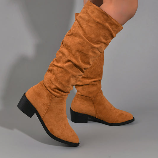 Bottes montantes élégantes pour femmes en daim doux Chic und Stil