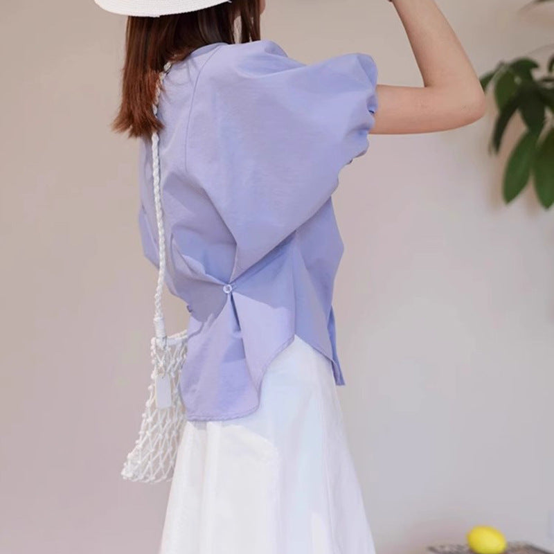 Chemisier à manches bouffantes à boutons pour femmes Chic und Stil
