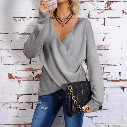 Pull-over féminin à enrouler avec décolleté en V plongeant et coupe décontractée Chic und Stil