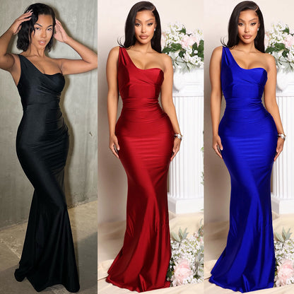 Robes de soirée satin à une épaule Chic und Stil