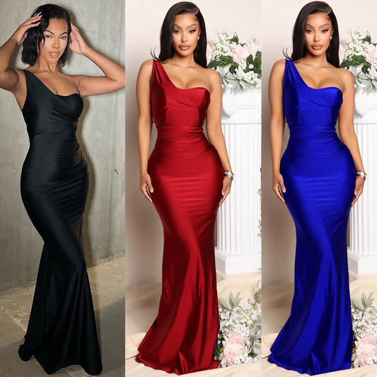 Robes de soirée satin à une épaule Chic und Stil