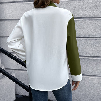 Dames Élégante Blouse Oversize avec Pattes de Contraste Chic und Stil