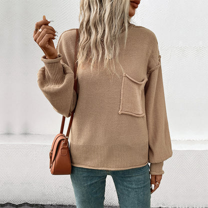 Pull décontracté pour femmes avec application de poche décorative Chic und Stil