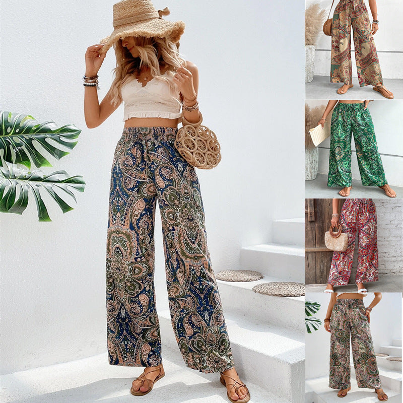 Wide Palazzo Pants for Women with an Elegant Paisley Pattern Chic und Stil