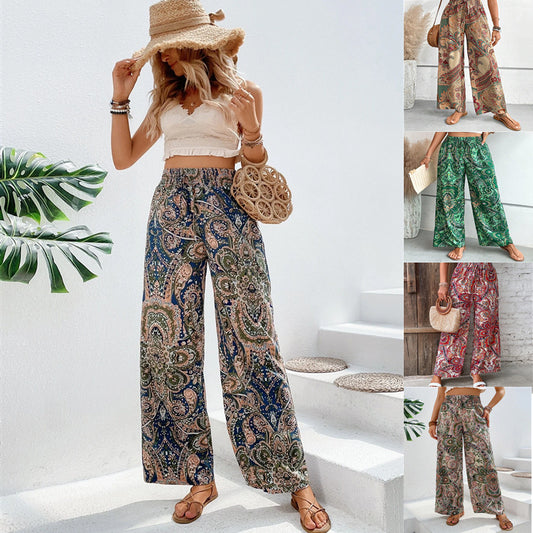 Wide Palazzo Pants for Women with an Elegant Paisley Pattern Chic und Stil