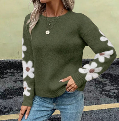 Pull en tricot pour femmes avec motif floral et col rond Chic und Stil