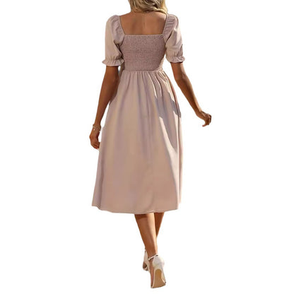 Robe midi à boutons sur le devant avec manches bouffantes Chic und Stil