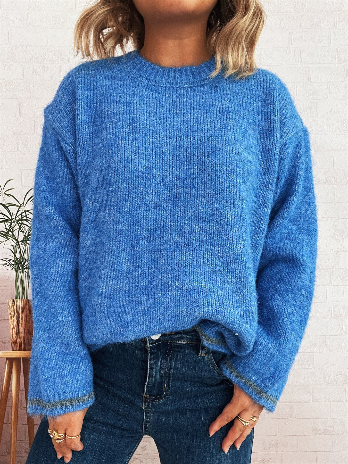 Pull ample décontracté pour femmes avec un design de couleurs bloquées Chic und Stil