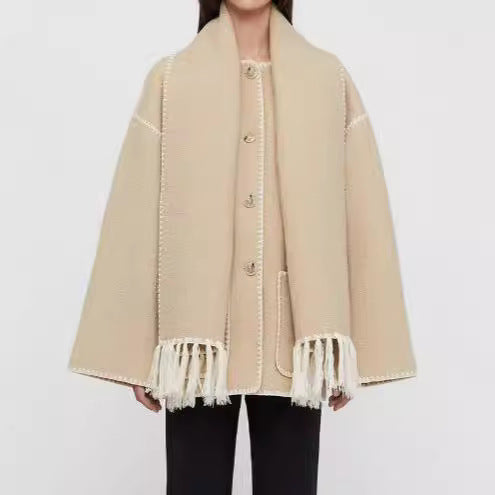 Fringed jacket for women with elegant trim at the hem Chic and Style