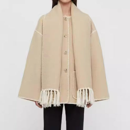 Fringed jacket for women with elegant trim at the hem Chic and Style