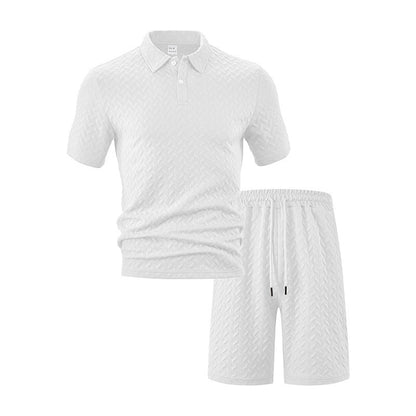 Ensemble polo et shorts sportifs pour hommes avec motif structuré Chic und Stil