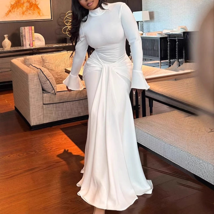 Dames Élégant Robe Maxi avec coupe moulante et détails volants Chic und Stil