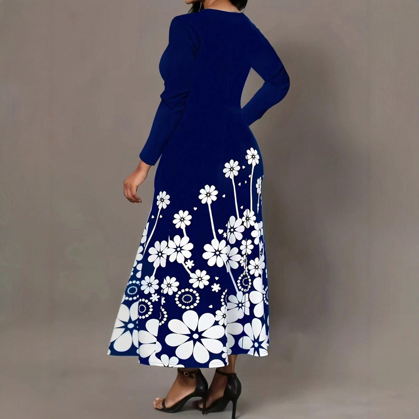 Robe maxi femme avec design floral et poches latérales pratiques Chic und Stil