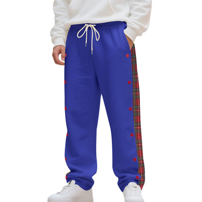 Elegant sport pants for men with side check pattern and snap button details Chic und Stil