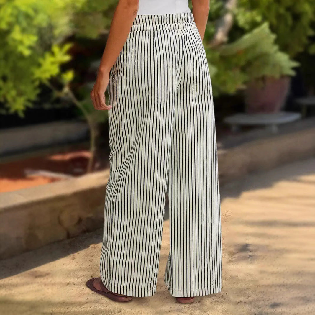 Chic and Style Casual Striped Linen Pants for Women