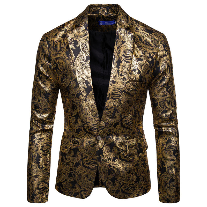 Blazer exclusif pour hommes en sequins avec des ornements dorés et une coupe moderne Chic und Stil