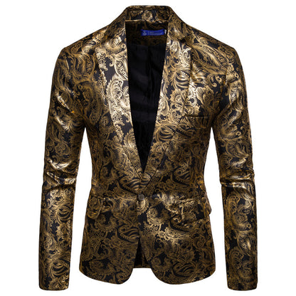 Blazer exclusif pour hommes en sequins avec des ornements dorés et une coupe moderne Chic und Stil