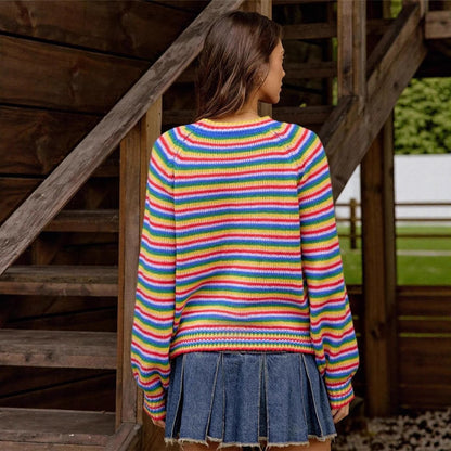 Pull en tricot décontracté pour femmes au look rayé moderne Chic und Stil