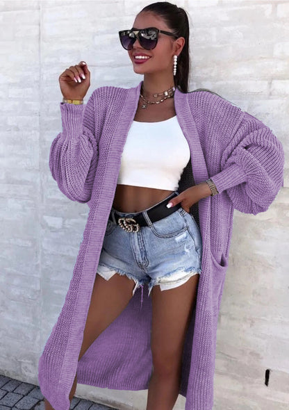 Dames carte tricot décontractée avec décolleté en V profond et poches généreuses Chic und Stil