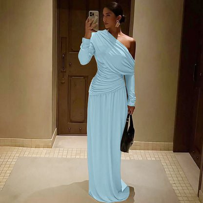 Robe maxi enveloppante élégante pour femmes à coupe asymétrique Chic und Stil