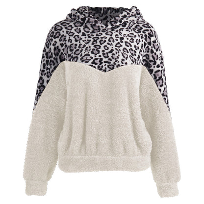 Dames Pull en teddy confortable avec capuche et motif léopard Chic und Stil