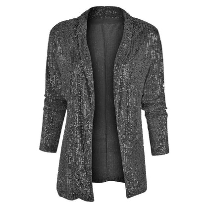 Dames Brillante et élégante cardigan en tricot avec paillettes Chic und Stil