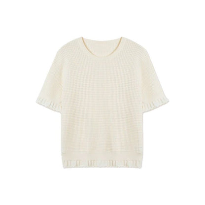 Haut à manches courtes en tricot texturé Chic und Stil pour femmes
