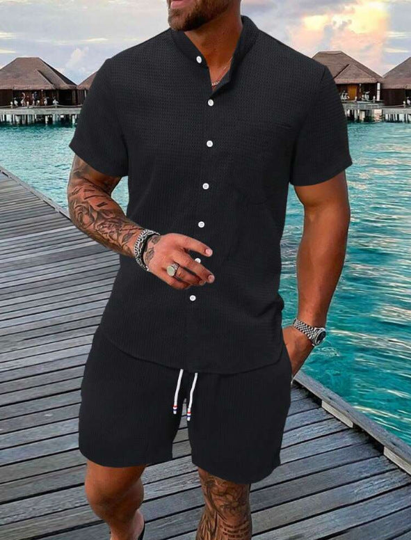 Chemises décontractées à manches courtes pour hommes avec shorts assortis Chic und Stil