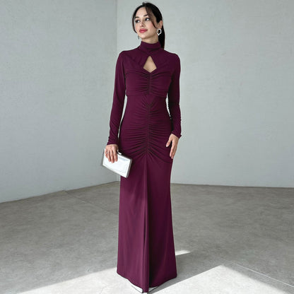 Robe maxi élégante pour dames avec un design haut et des éléments de fronces raffinés Chic und Stil