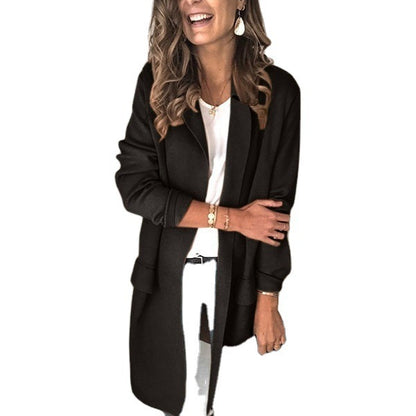 Dames élégante long manteau avec poches Chic und Stil