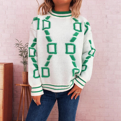 Pull femme décontracté avec motif géométrique et matériaux doux Chic und Stil