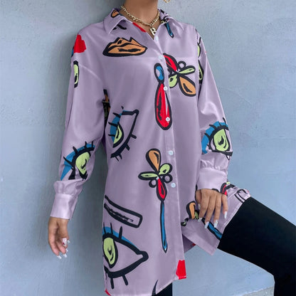 Blouse à carreaux tendance pour femmes avec un design graphique coloré Chic und Stil