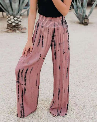 Wide palazzo pants for women with elastic waist and trendy print Chic and Style