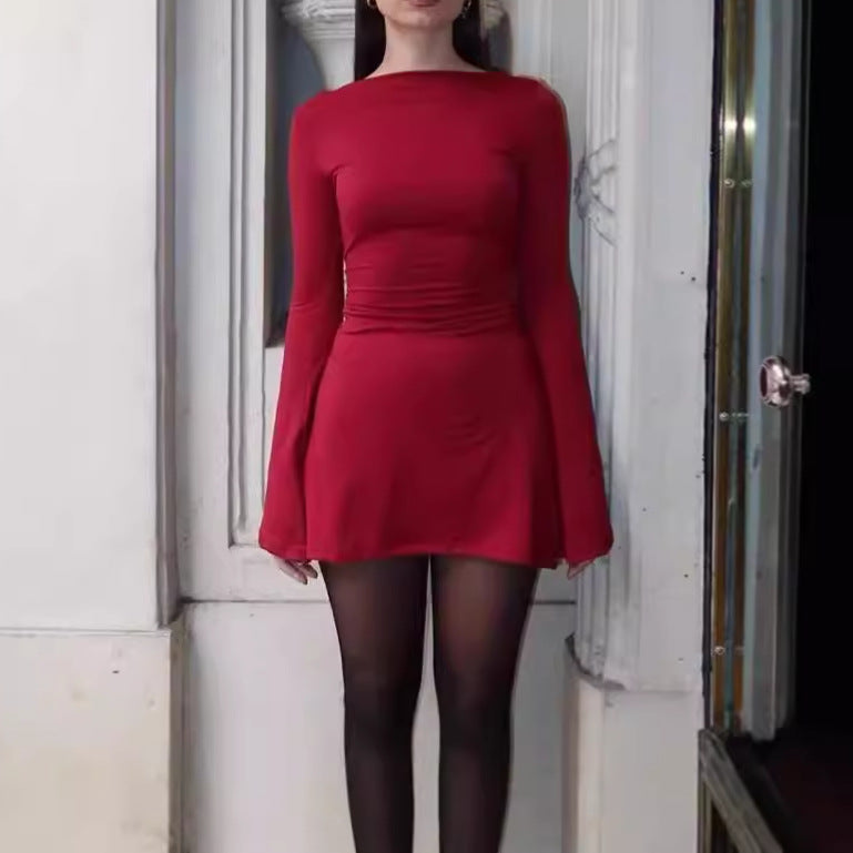 Robe mini à volants élégante pour femmes avec manches longues Chic und Stil
